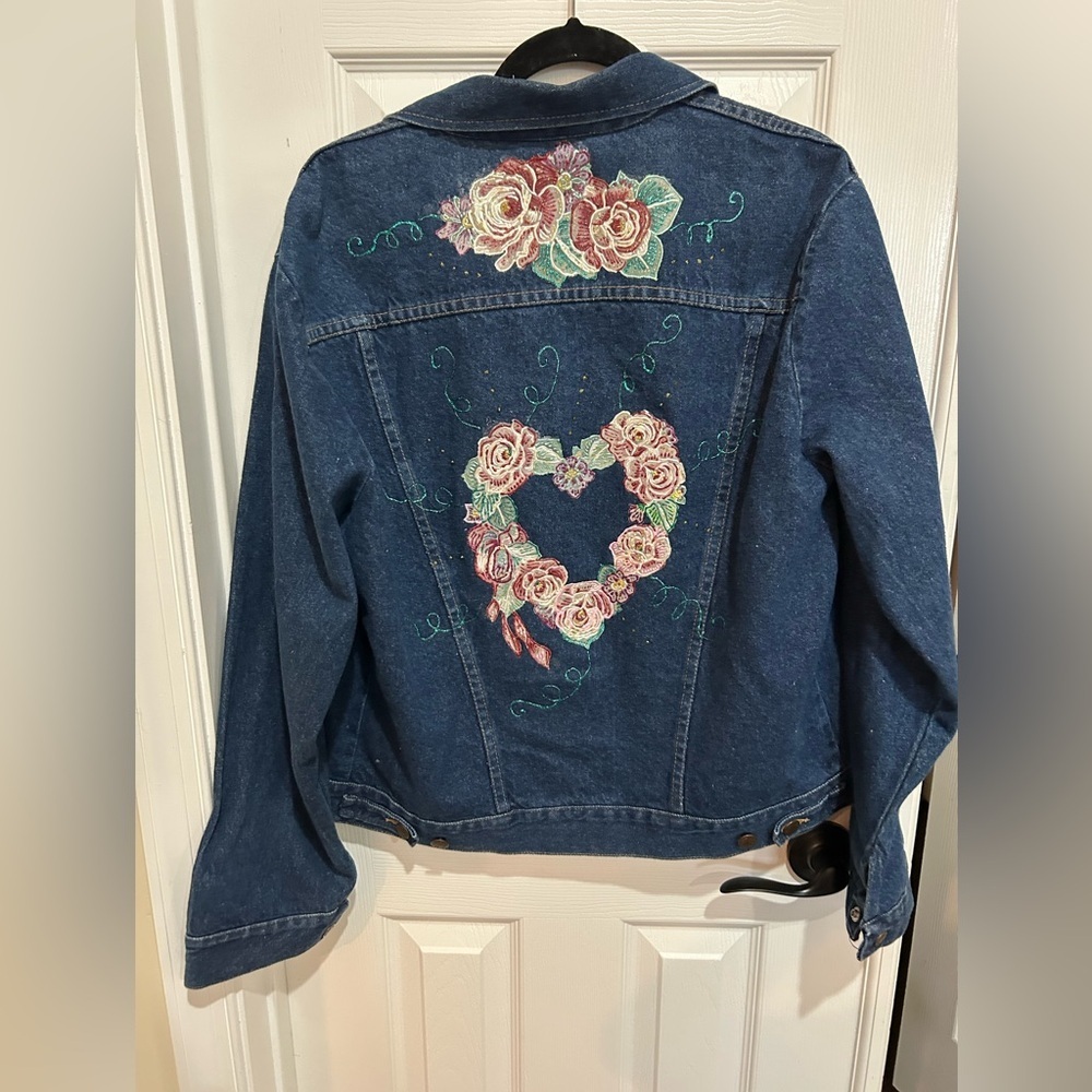Rustler Blue Country Cowboy Denim Patches Jean Jacket Large - Picture 5 of 5
